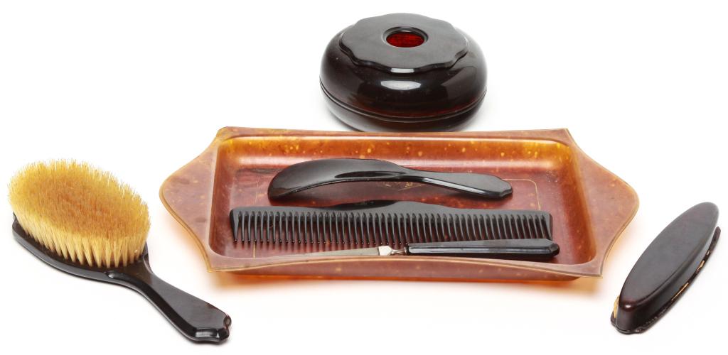 TEN PIECE AMERICAN" FIBERLOID" DRESSER SET. (1 of 1)