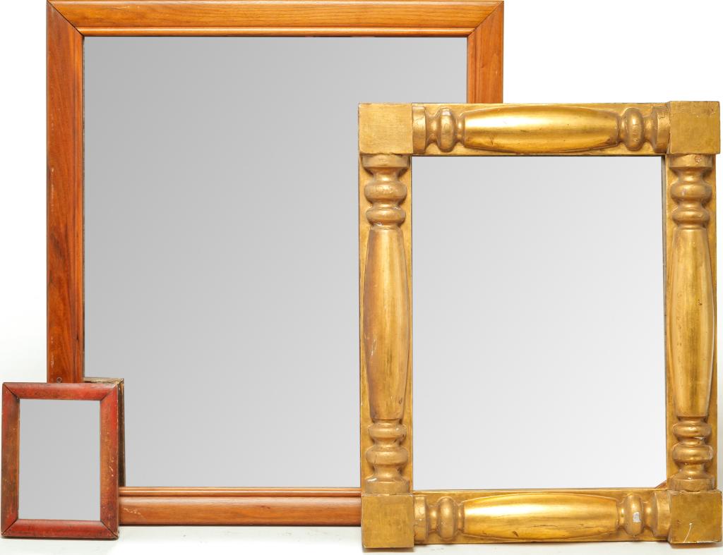 THREE AMERICAN FRAMED MIRRORS. (1 of 1)