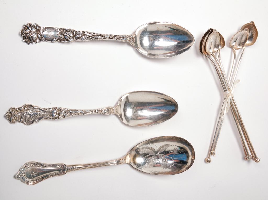 NINE AMERICAN PIECES OF STERLING. (1 of 1)