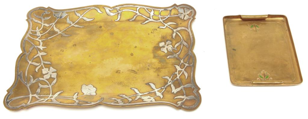 TWO UNMARKED COPPER TRAYS. (1 of 1)