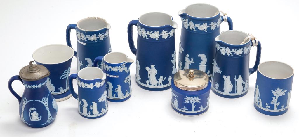 TEN ENGLISH WEDGWOOD JASPER WARE PIECES. (1 of 1)
