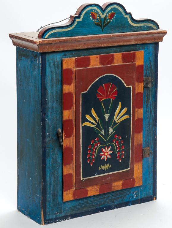 EUROPEAN PAINTED HANGING CABINET. (1 of 2)