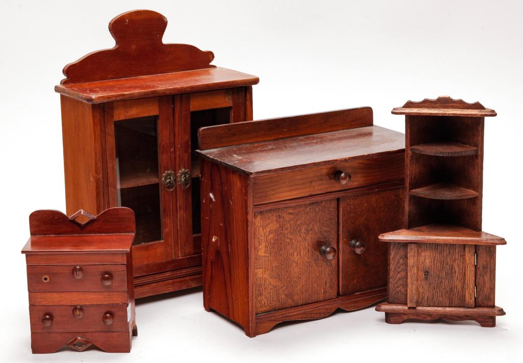 FOUR PIECES OF MINIATURE WOODEN FURNITURE (1 of 1)