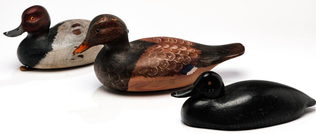 THREE AMERICAN DUCK DECOYS. (1 of 1)