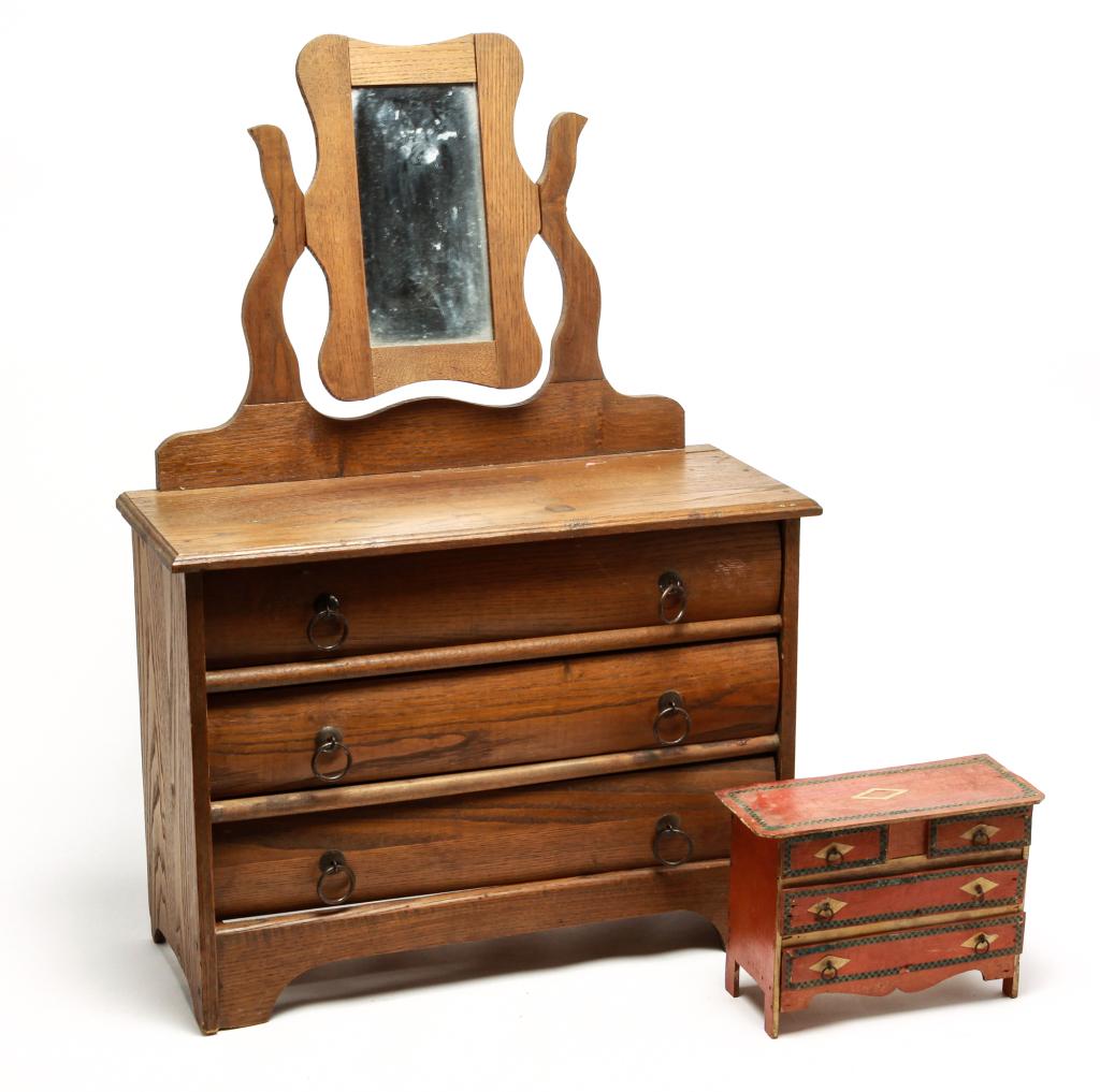 TWO AMERICAN DOLL SIZE DRESSERS. (1 of 1)