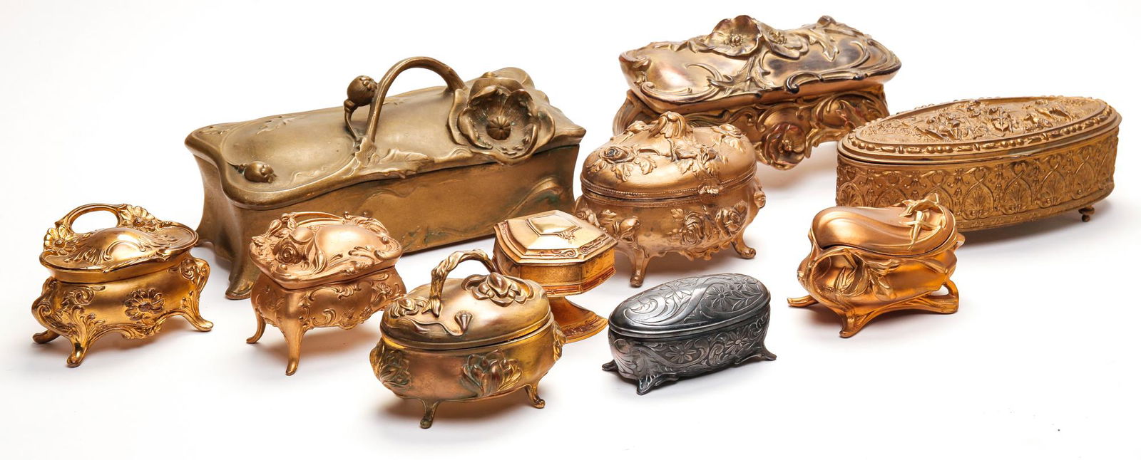 TEN AMERICAN TRINKET BOXES. (1 of 2)