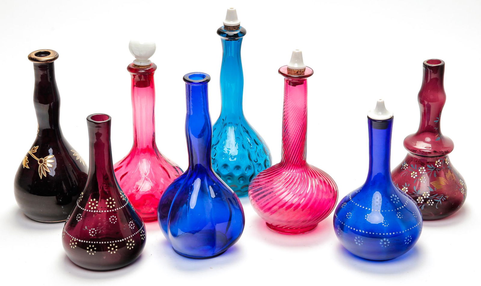 EIGHT AMERICAN BARBER BOTTLES. (1 of 2)