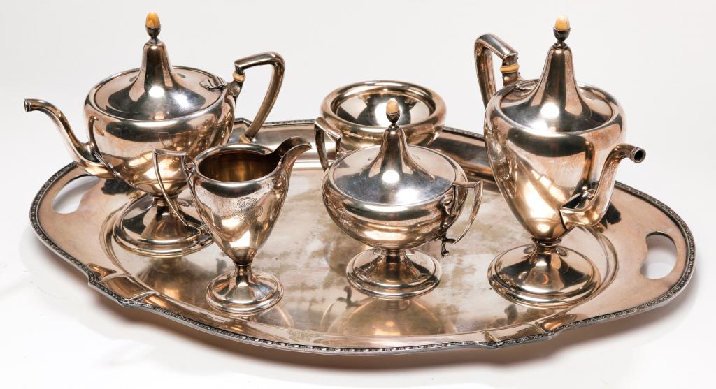 AMERICAN GORHAM STERLING FIVE PIECE TEA SET. (1 of 1)