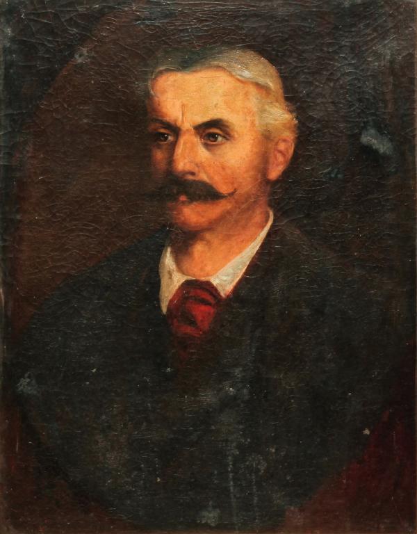 AMERICAN OIL ON CANVAS PORTRAIT OF A GENTLEMAN. (1 of 2)