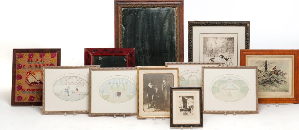 ELEVEN FRAMED PIECES. (1 of 7)