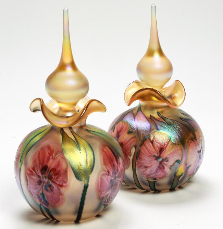 PAIR OF CHARLES LOTTON GLASS PERFUME BOTTLES. (1 of 3)