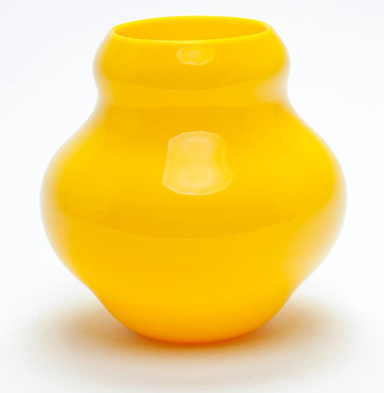 CHARLES LOTTON MANDARIN YELLOW VASE. (1 of 2)