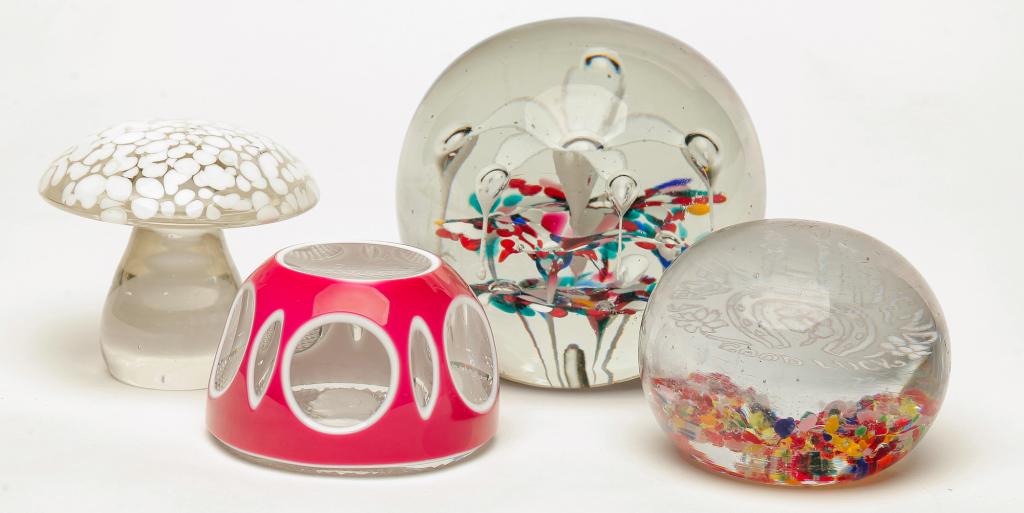 FOUR GLASS PAPERWEIGHTS. (1 of 3)