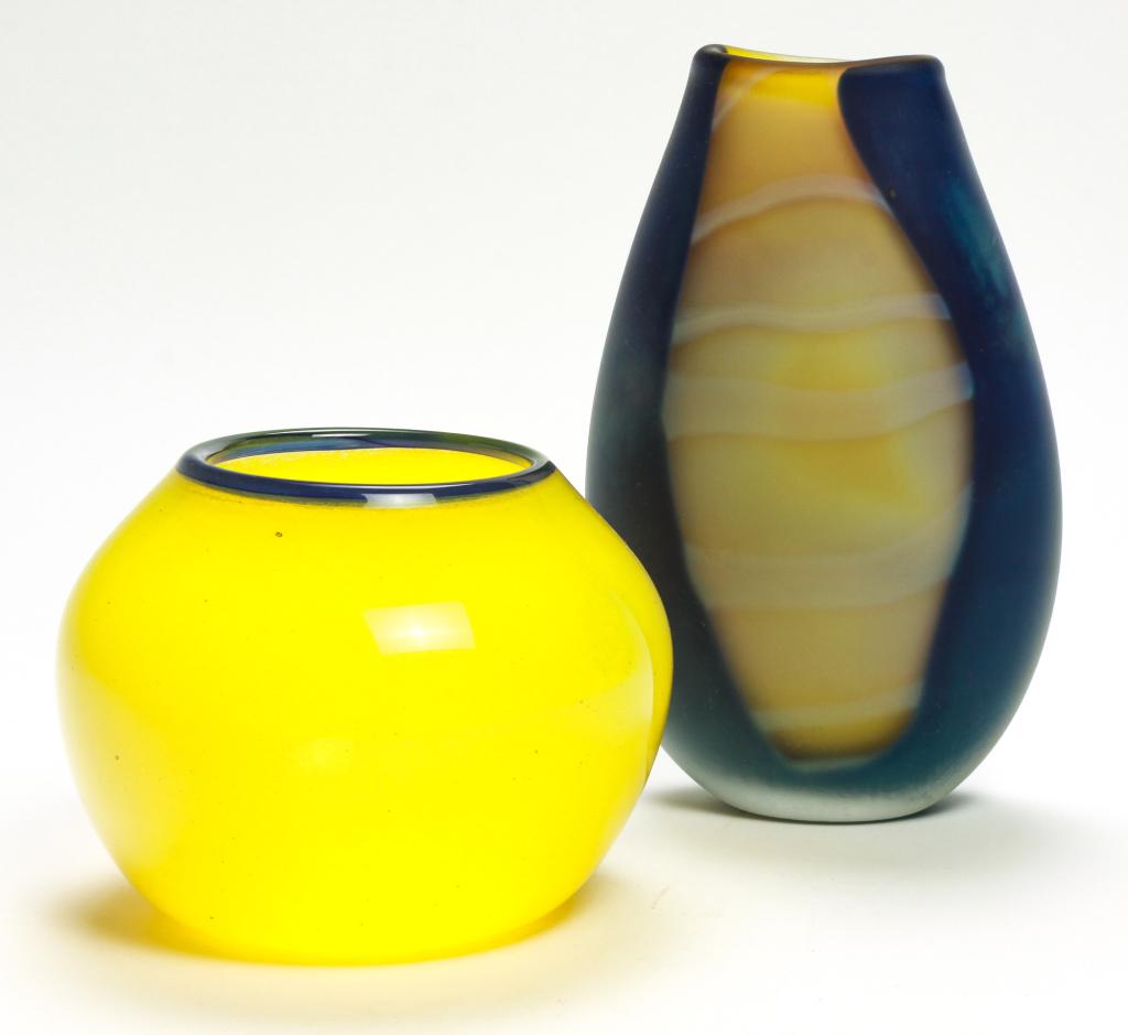 TWO STUDIO ART GLASS VASES. (1 of 1)