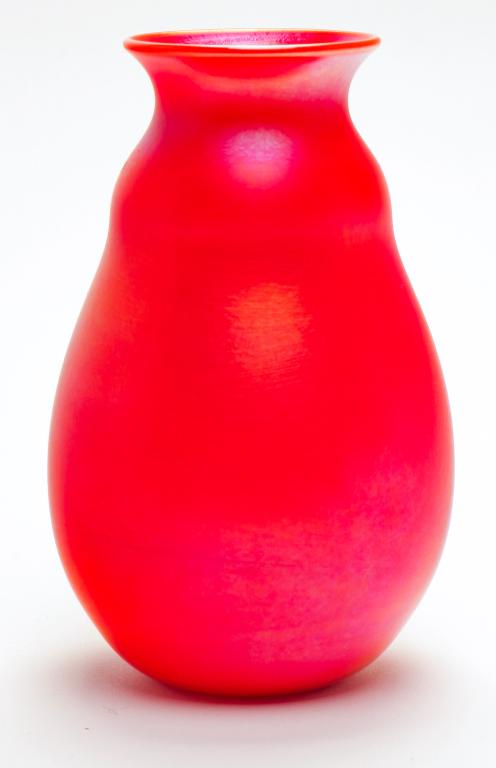 CHARLES LOTTON MANDARIN RED VASE. (1 of 2)