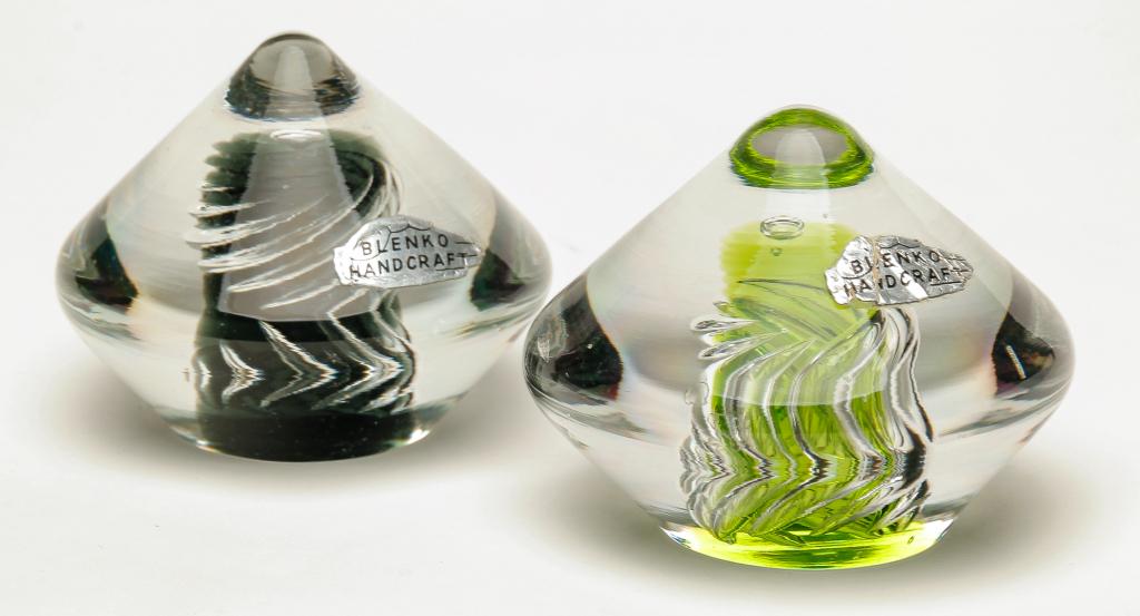 TWO "BLENKO" GLASS PAPERWEIGHTS. (1 of 3)