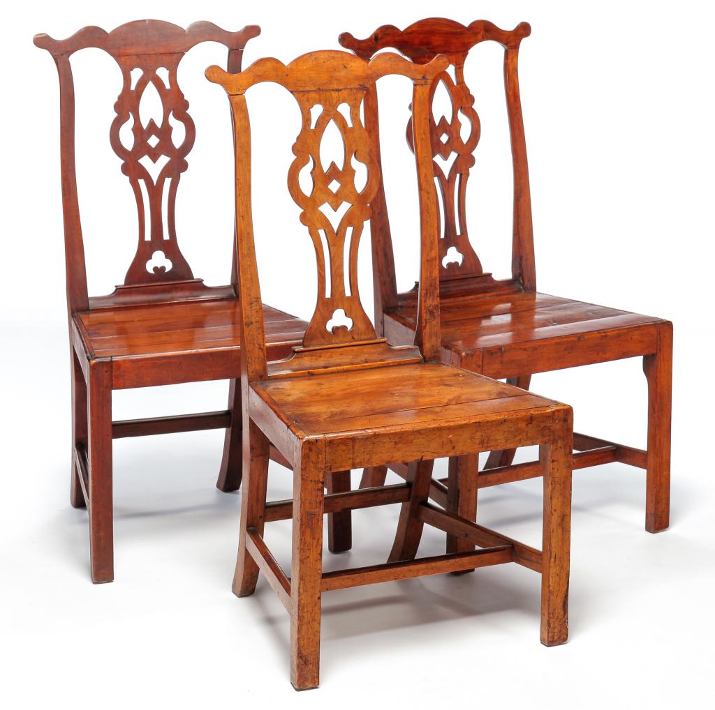 THREE BERMUDA CHIPPENDALE SIDE CHAIRS. (1 of 4)