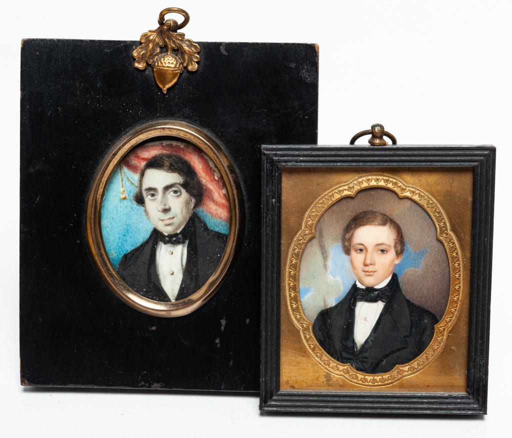 TWO MINIATURE PORTRAITS OF MEN. (1 of 4)