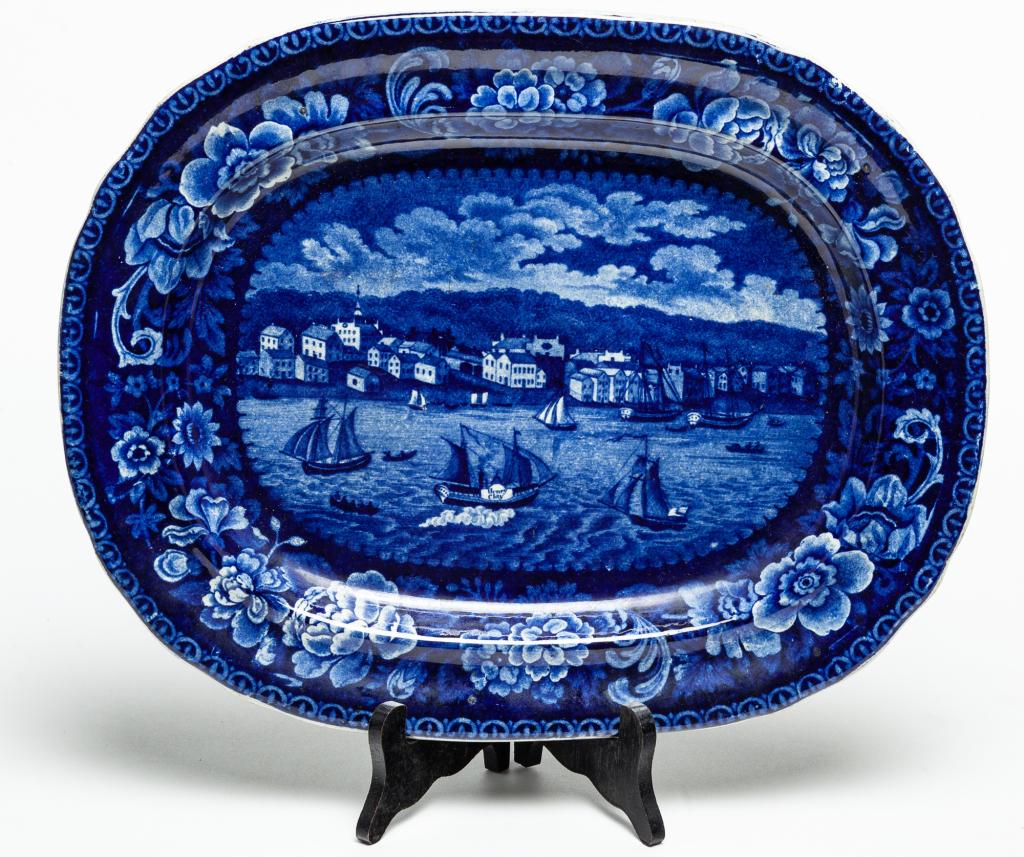 "SANDUSKY" HISTORICAL BLUE STAFFORDSHIRE PLATTER. (1 of 4)