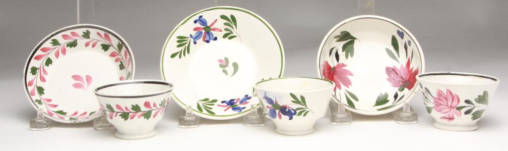 THREE ENGLISH GAUDY DEMITASSE CUPS AND SAUCERS. (1 of 4)