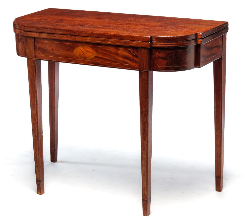 MID ATLANTIC HEPPLEWHITE CARD TABLE. (1 of 4)