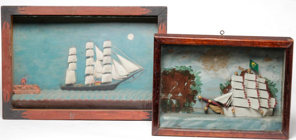 TWO SMALL AMERICAN SHIP DIORAMAS. (1 of 4)