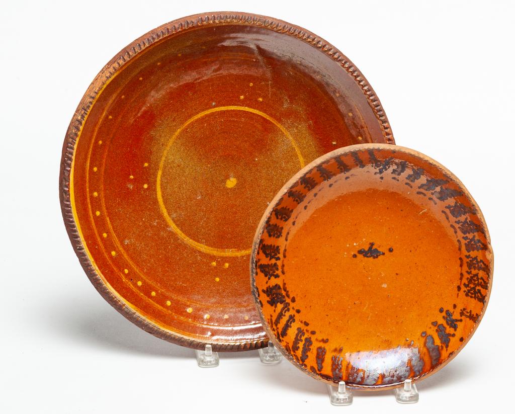 TWO REDWARE PIE PLATES. (1 of 3)