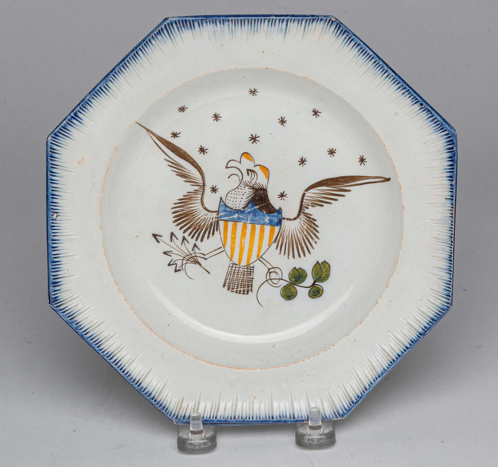 ENGLISH LEEDSWARE EAGLE PLATE. (1 of 4)