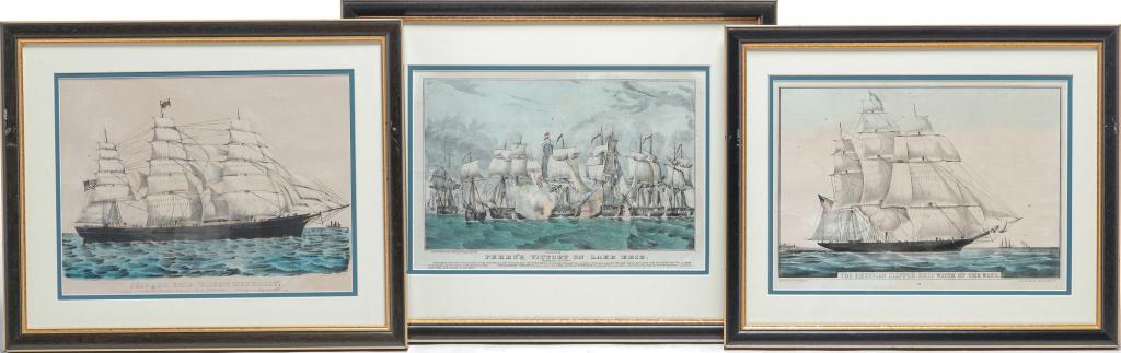 THREE CURRIER & IVES NAVAL PRINTS. (1 of 4)