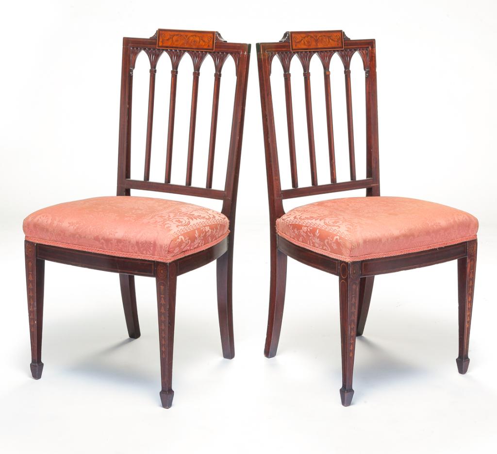 PAIR OF AMERICAN FEDERAL INLAID SIDE CHAIRS. (1 of 5)