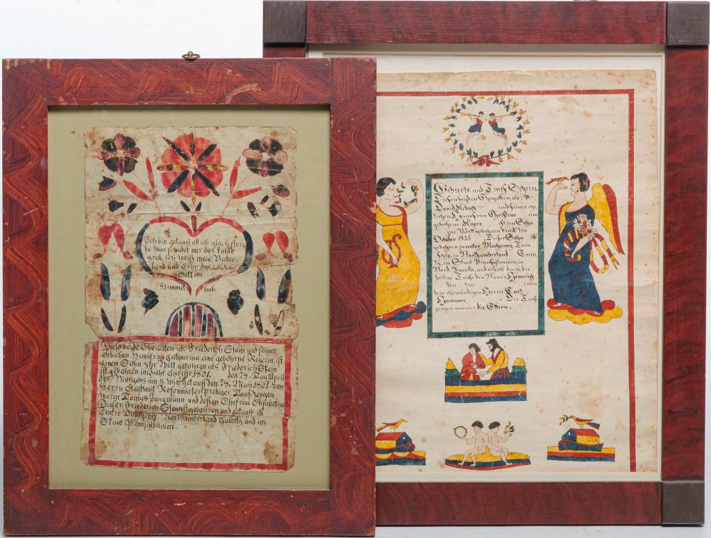 TWO PENNSYLVANIA FRAKTUR. (1 of 4)