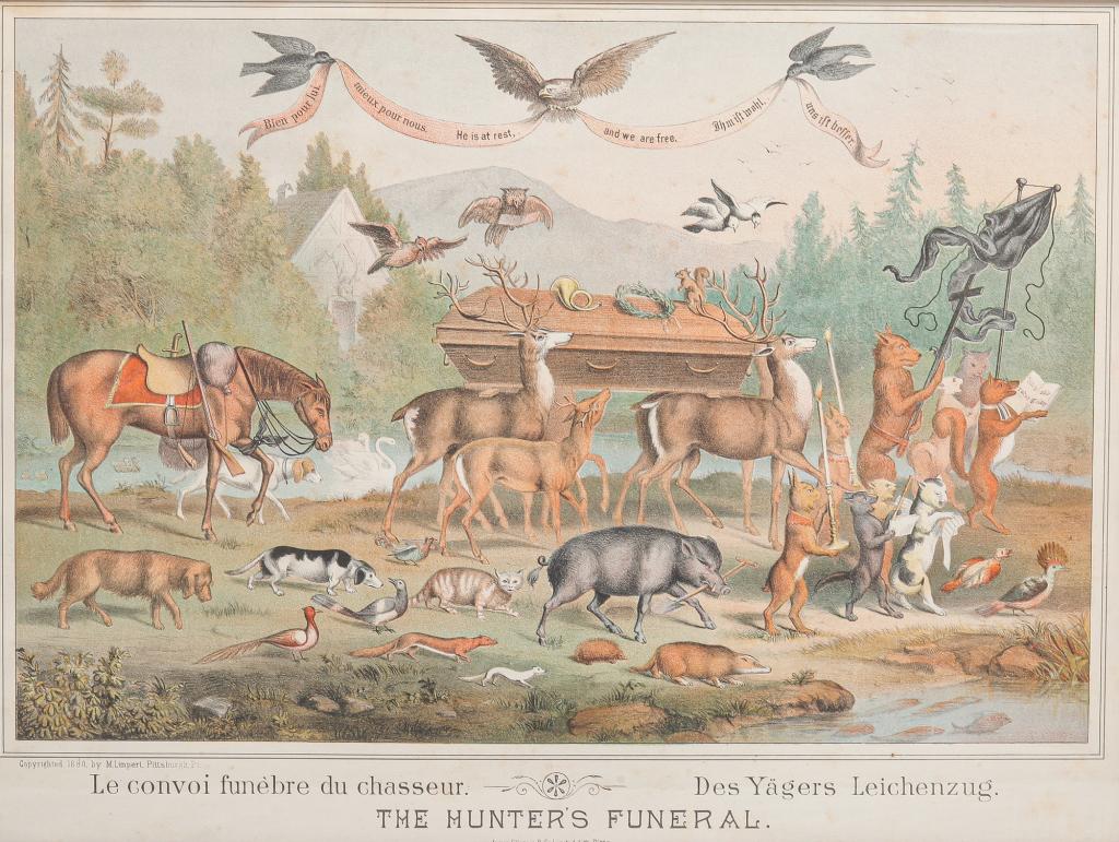 "THE HUNTER'S FUNERAL" CHROMOLITHOGRAPH. (1 of 3)
