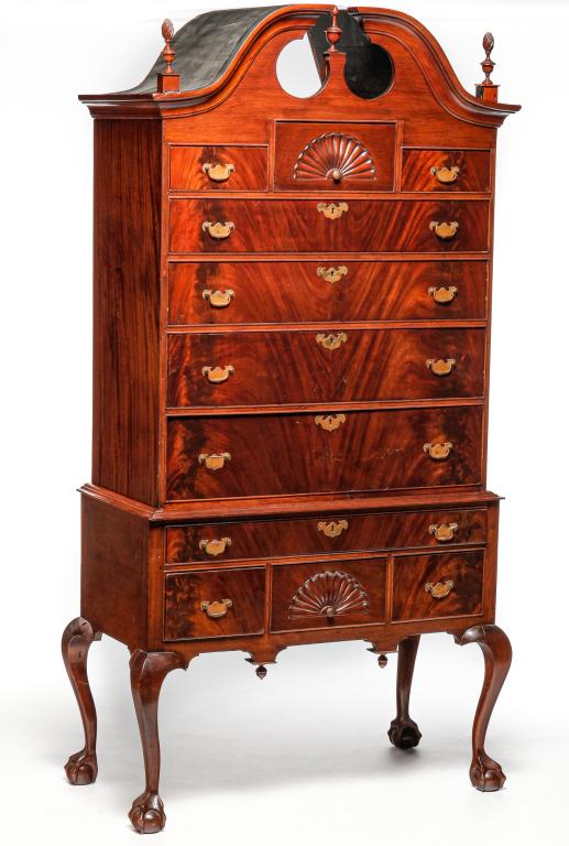 AMERICAN CHIPPENDALE STYLE HIGH CHEST. (1 of 5)