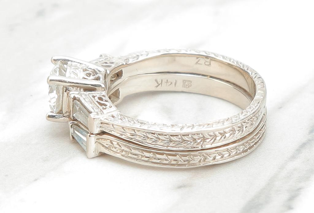 14 KARAT WHITE GOLD & DIAMOND ENGAGEMENT RING SET. (1 of 4)