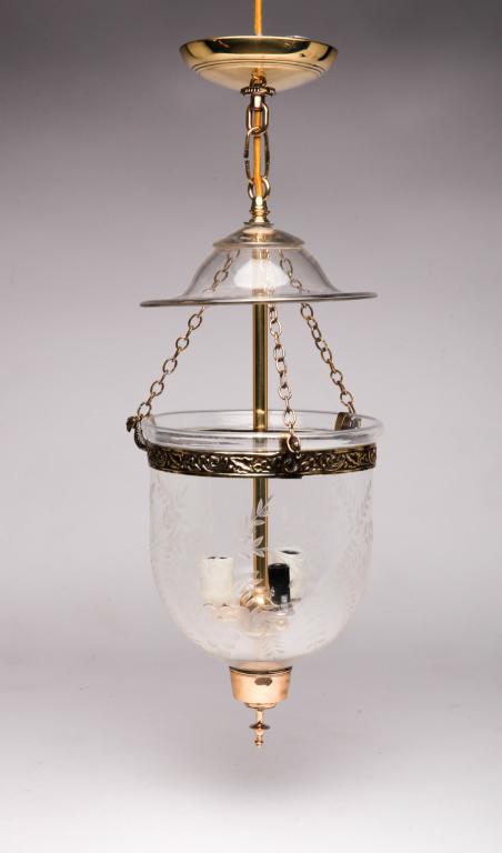 ANGLO INDIAN ETCHED GLASS HALL LANTERN. (1 of 3)