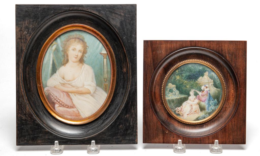 TWO MINIATURE PAINTINGS. (1 of 4)