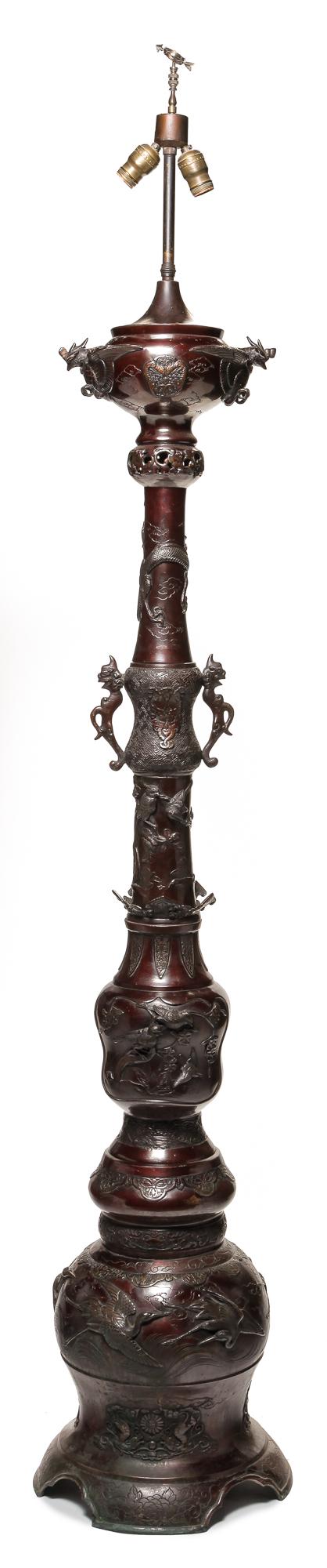 JAPANESE BRONZE FLOOR LAMP. (1 of 3)