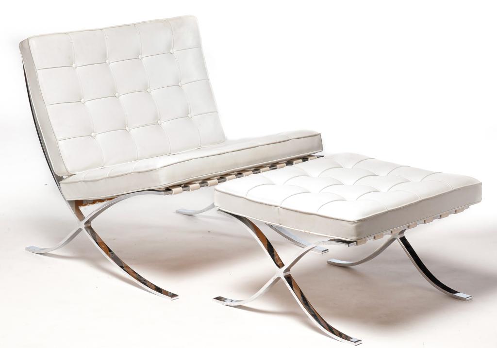 AMERICAN BARCELONA CHAIR AND OTTOMAN BY KNOLL. (1 of 3)