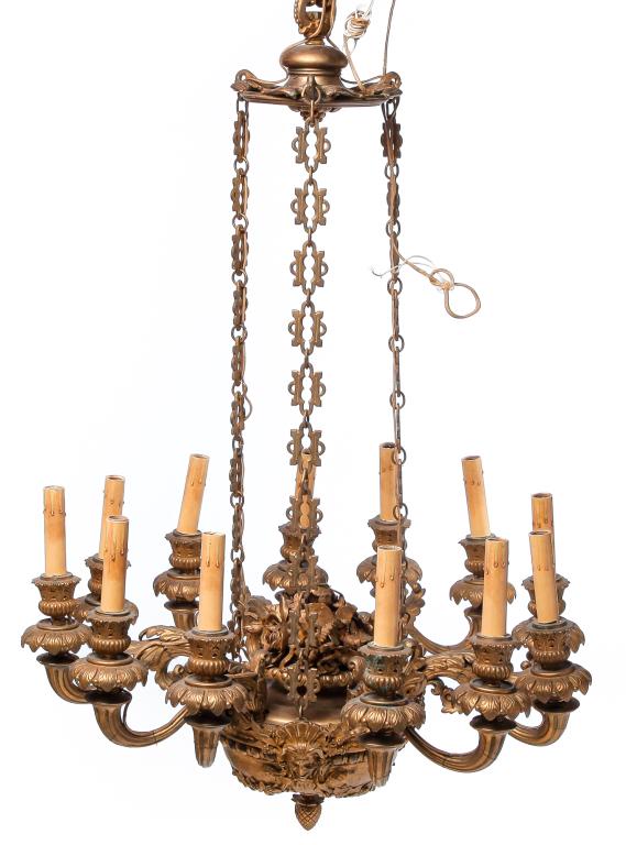 EUROPEAN BRONZE CHANDELIER. (1 of 4)