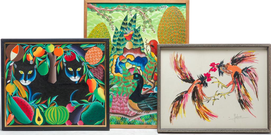THREE HAITIAN PAINTINGS. (1 of 4)