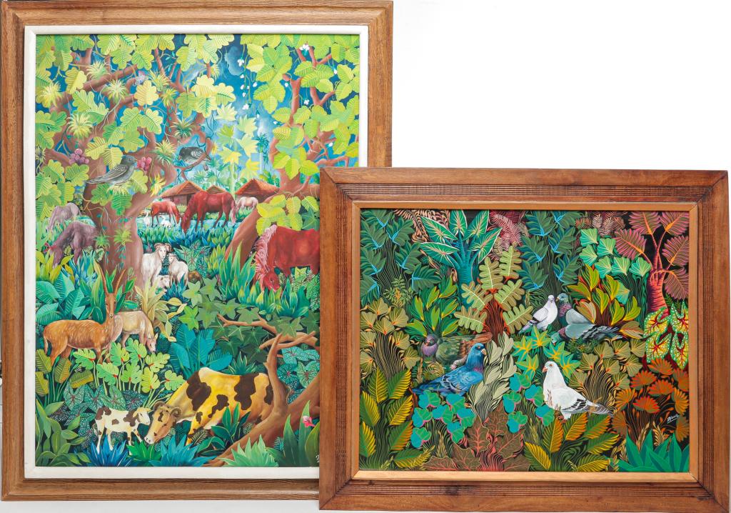 TWO JUNGLE SCENES BY JACQUES GESLIN. (1 of 5)