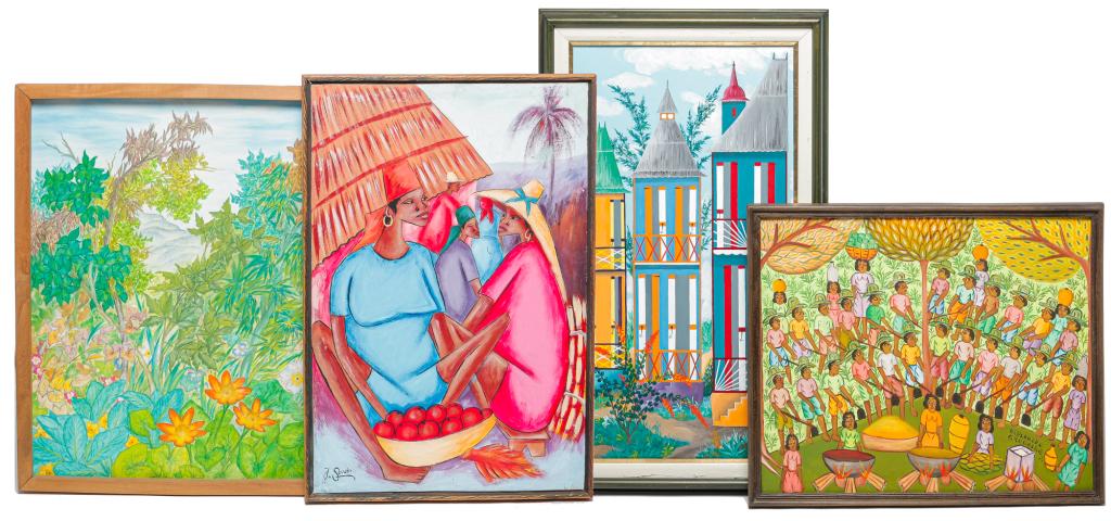 FOUR HAITIAN PAINTINGS. (1 of 5)