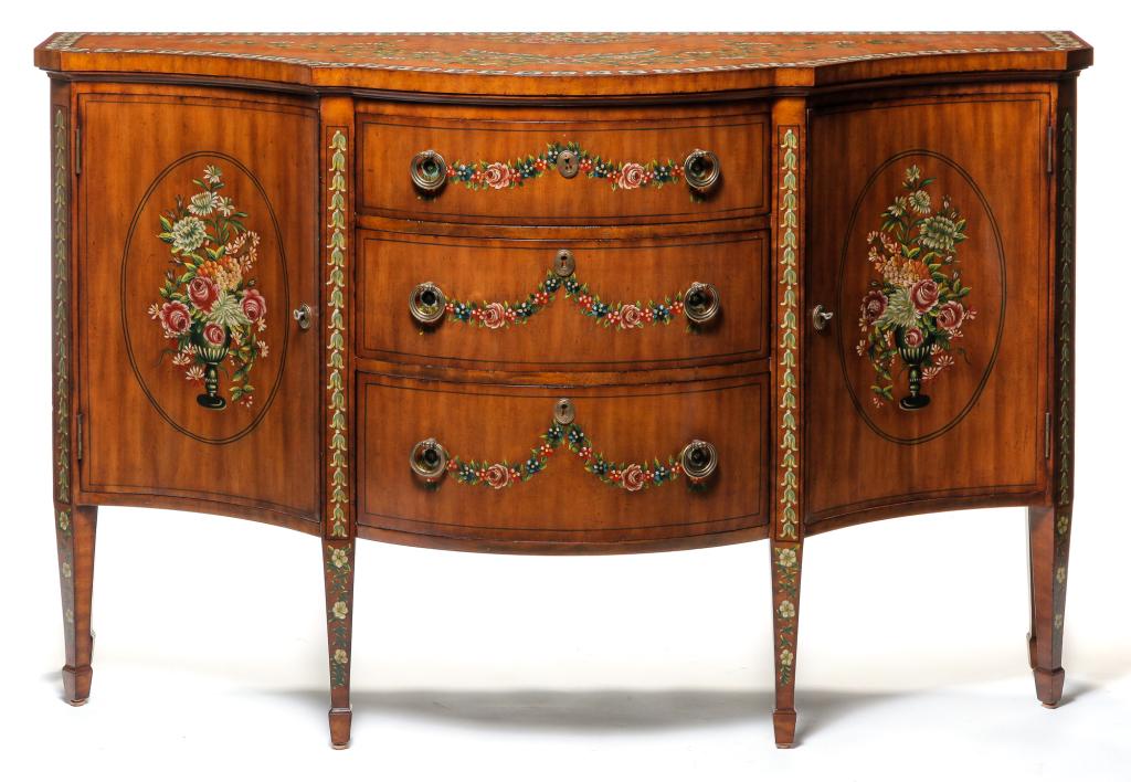 HEPPLEWHITE STYLE DECORATED SIDEBOARD. (1 of 7)