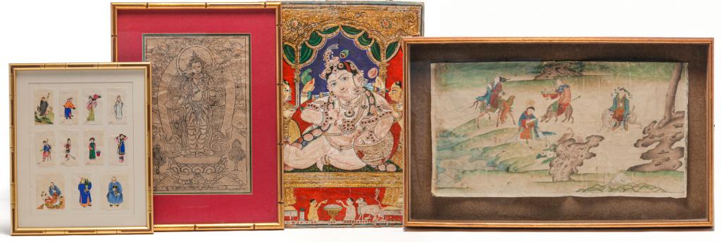 FOUR INDIAN AND CHINESE PRINTS AND PAINTINGS. (1 of 7)