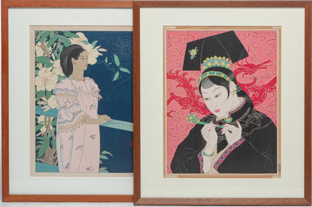 TWO WOODBLOCK PRINTS BY PAUL JACOULET. (1 of 3)