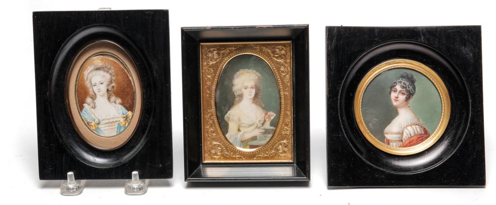 THREE MINIATURE PORTRAITS OF WOMEN. (1 of 5)