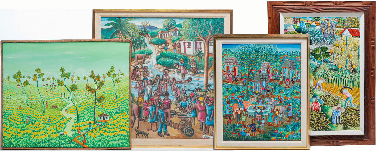 FOUR HAITIAN VILLAGE AND MARKET SCENES. (1 of 5)
