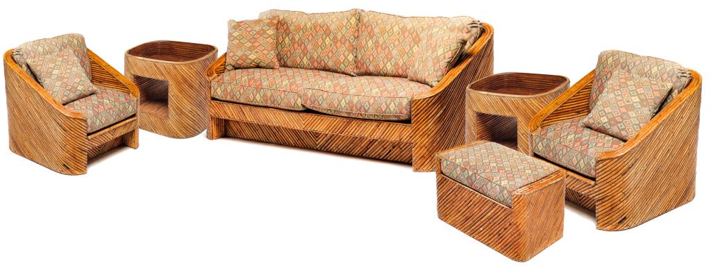 SEVEN PIECE SET OF ASIAN RATTAN PORCH FURNITURE. (1 of 8)