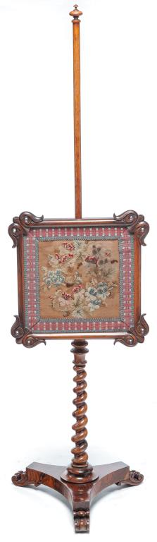 ENGLISH VICTORIAN POLE SCREEN. (1 of 4)