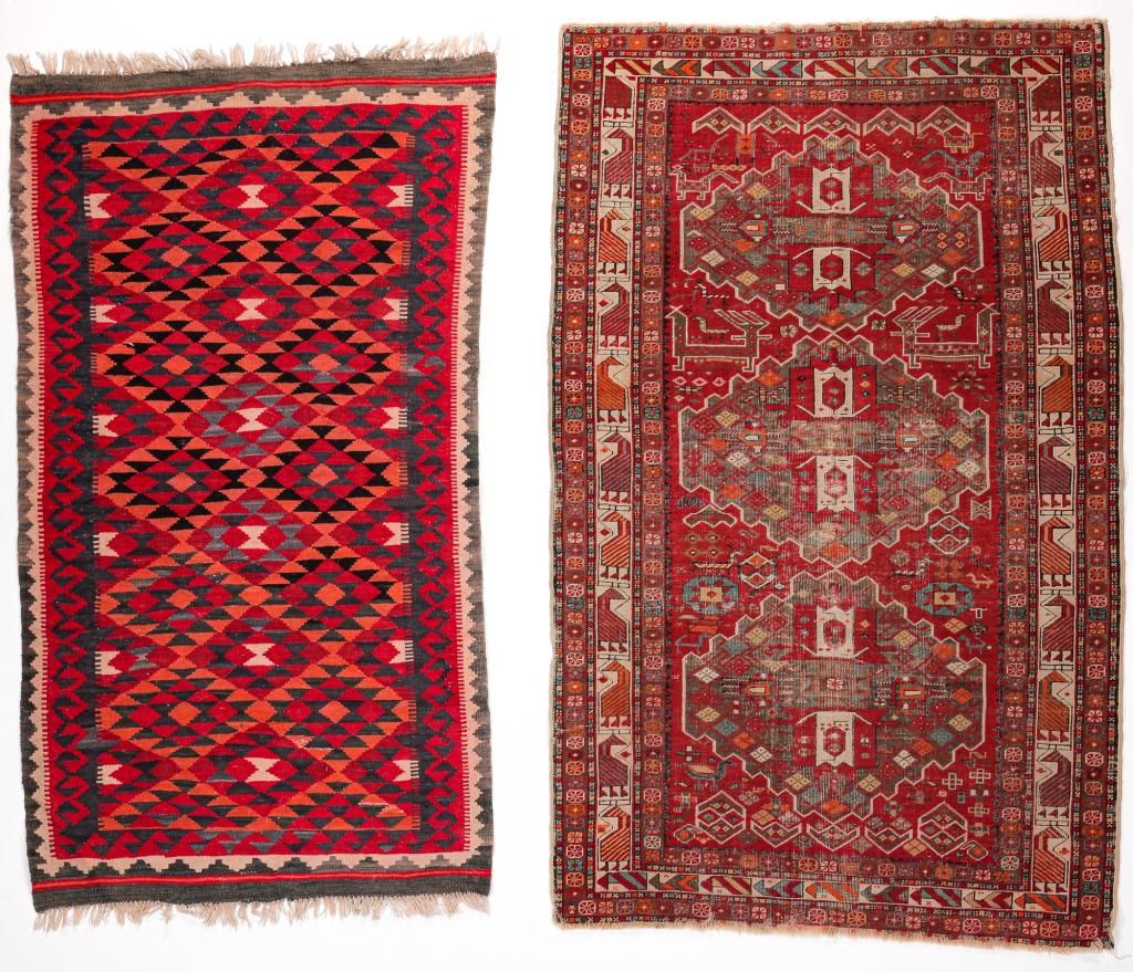 TWO ORIENTAL RUGS. (1 of 2)